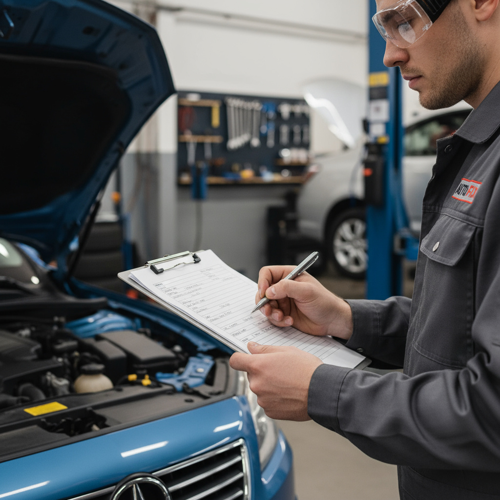 Technician preparing a written estimate